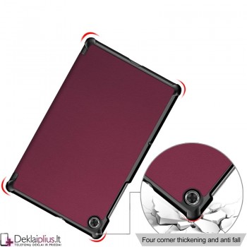 Dirbtinės odos atverčiamas dėklas planšetei - bordo spalvos( Lenovo Tab M10 10.3/M10 Plus (X606F) Dirbtinės odos atverčiamas dėklas planšetei - bordo spalvos( Lenovo Tab M10 10.3/M10 Plus (X606F)